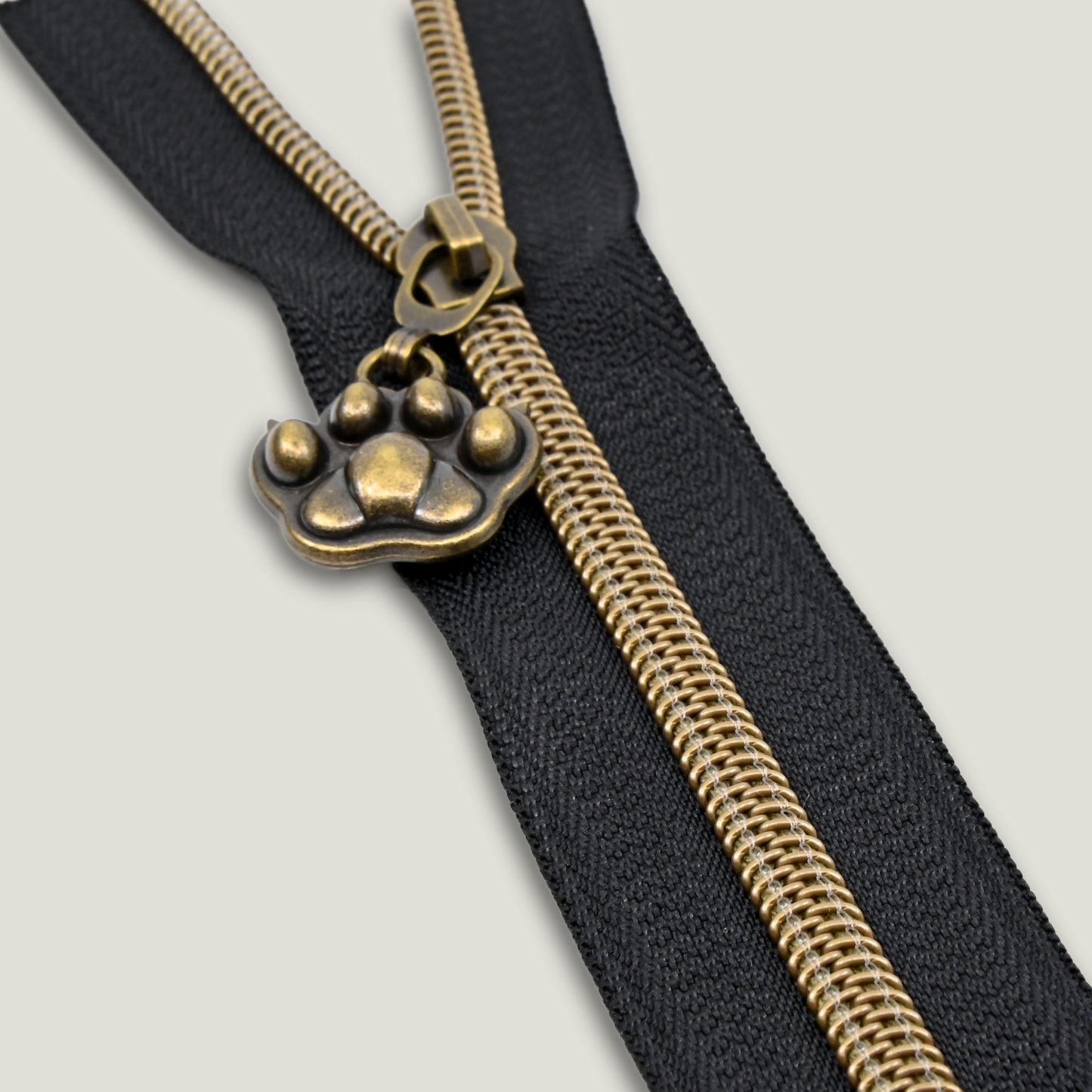 Zipper Tape || Antique Bronze Coil, Black Tape - Nylon #5 Continuous Cut
