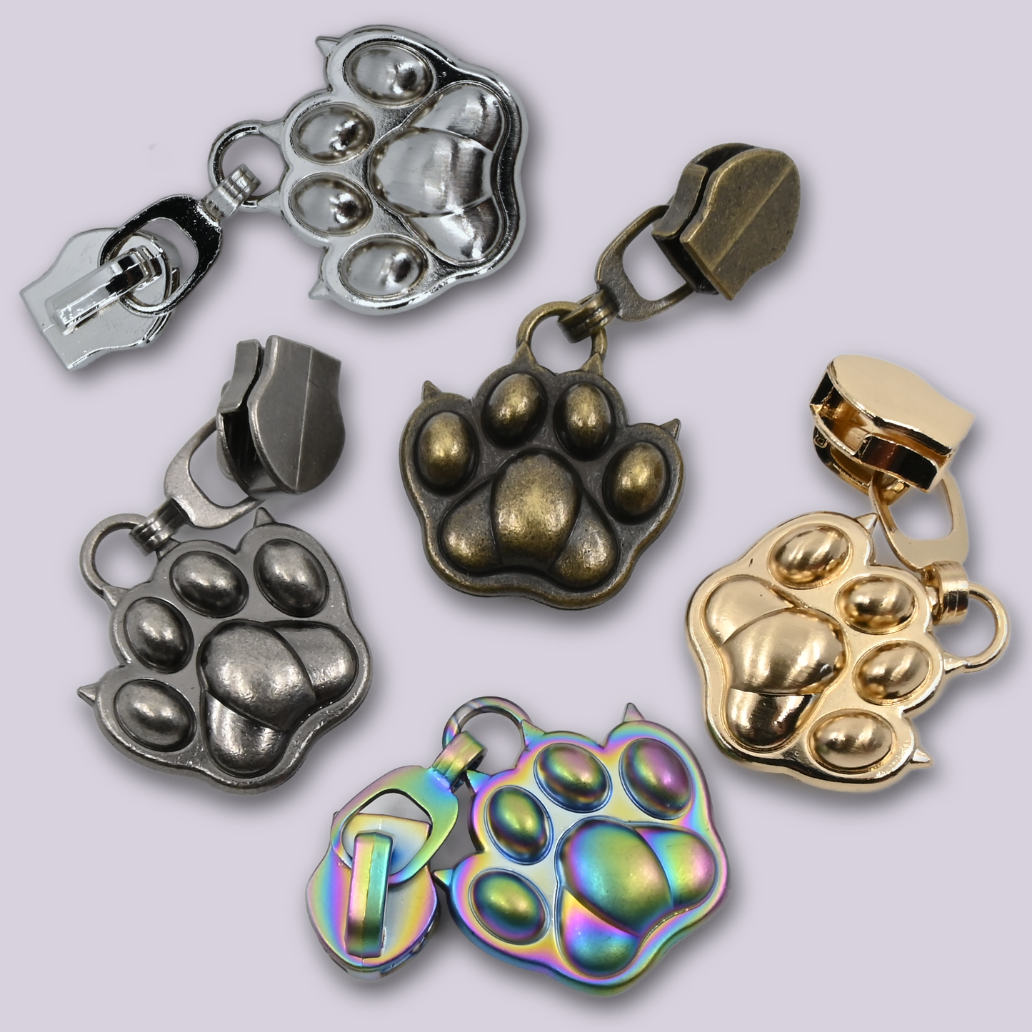 Zipper Pull - 3D Designer Cat Paw Charm - Custom Metal Hardware