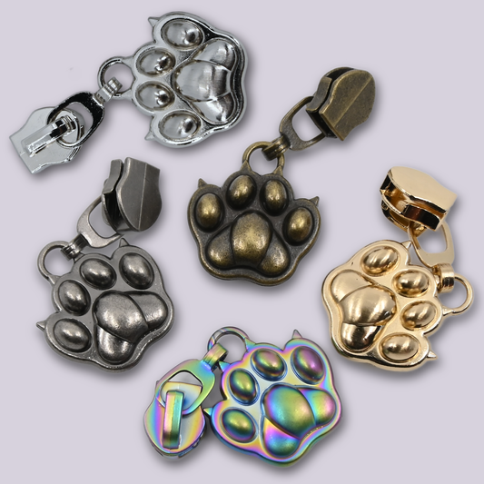 Zipper Pull - 3D Designer Cat Paw Charm - Custom Metal Hardware