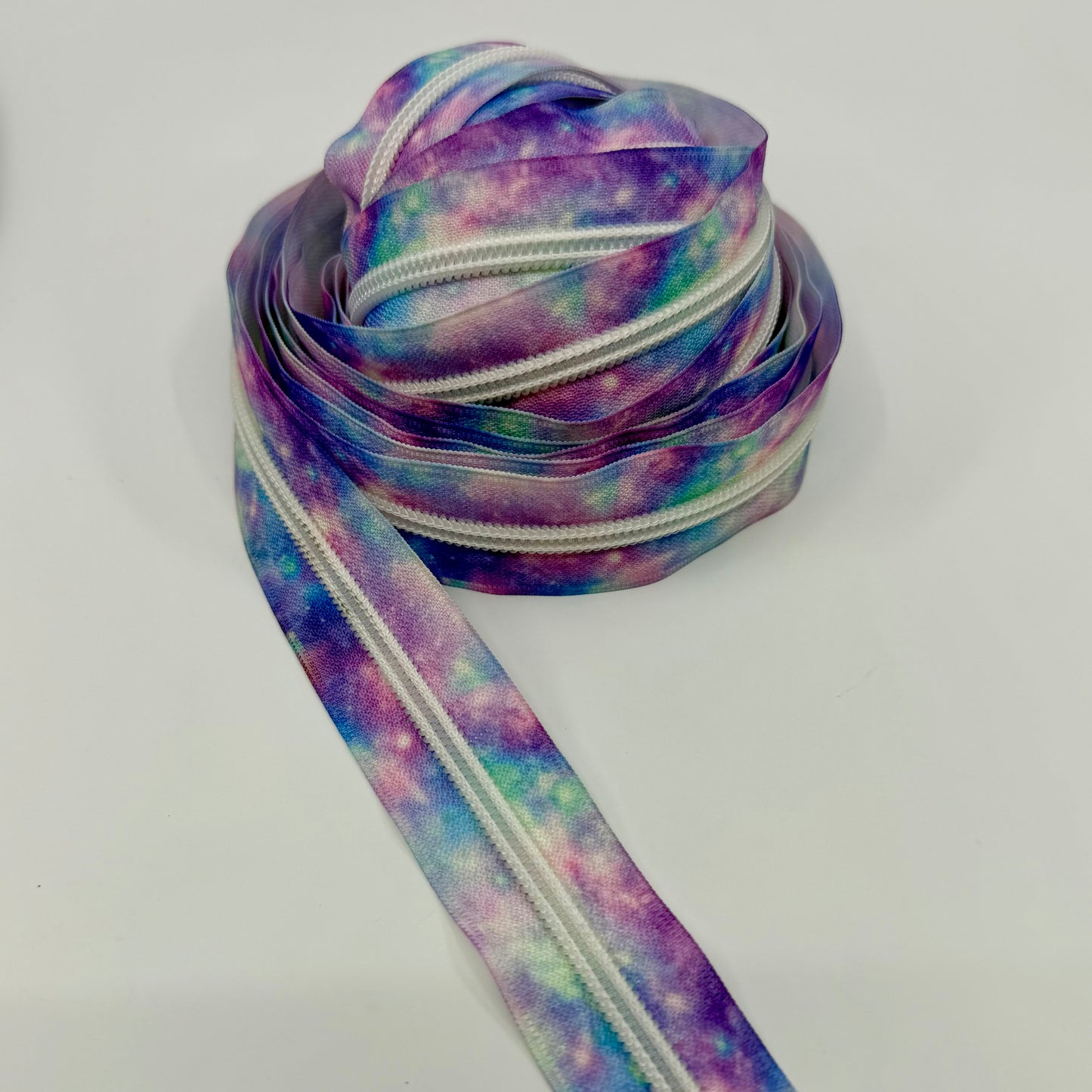 Zipper Tape || White Coil, Pastel Galaxy Tape - Nylon Coil #5 Continuous Cut