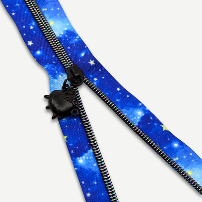 Zipper Tape || Starry Night Tape, Rainbow Obsidian Nylon Coil - #5 Continuous Cut