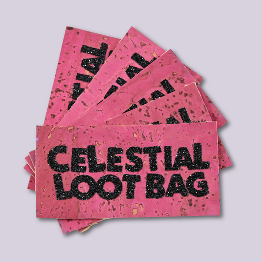 Sew-In Label || Celestial Loot Bag - Handmade Cork Tag