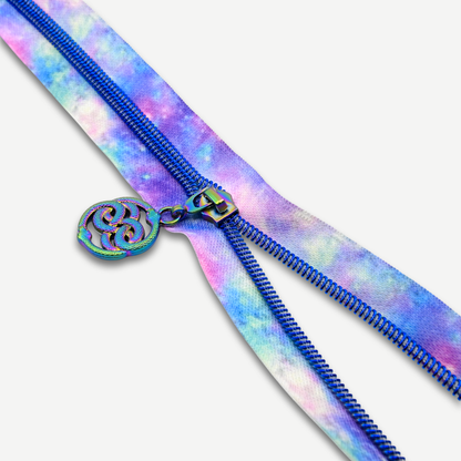 Zipper Tape || Pastel Galaxy, Bright Blue Nylon Coil - #5 Continuous Cut