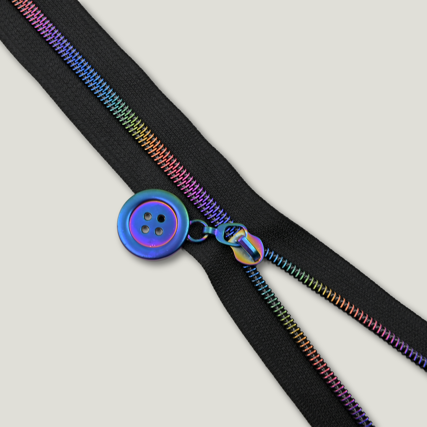 Zipper Tape || Rainbow Teeth, Black Tape - Nylon Coil #5 Continuous Cut