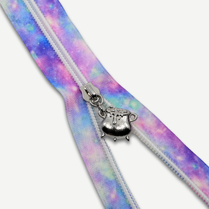 Zipper Tape || Pastel Galaxy Tape, White Nylon Coil - #5 Continuous Cut