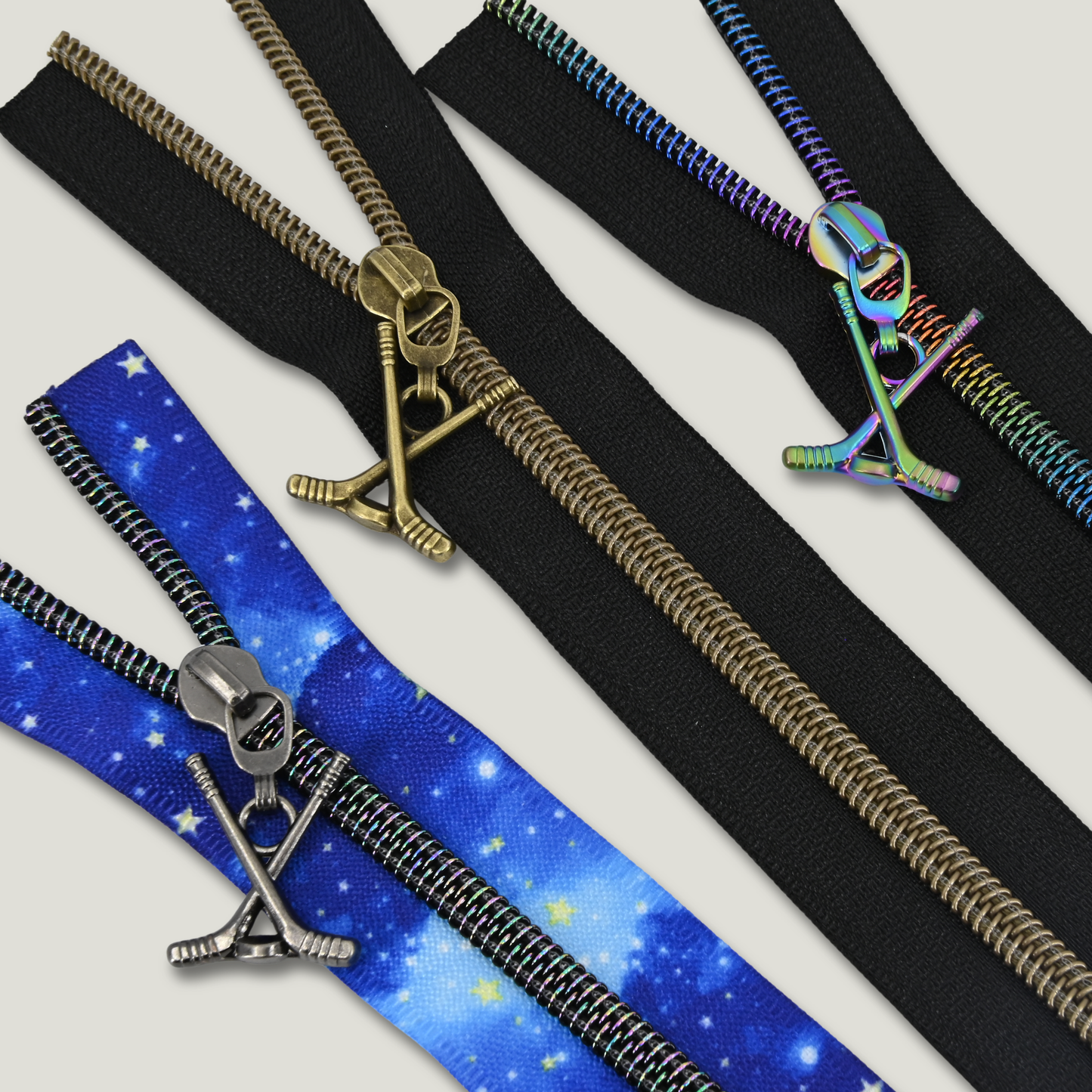 Zipper Pulls || Crossed Hockey Sticks - #5